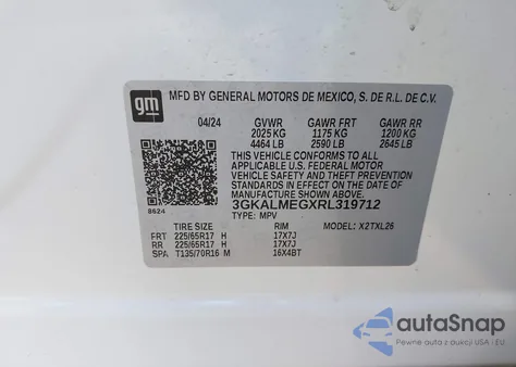 2024 GMC Terrain Fwd Sle z USA, uszkodzony, nr VIN 3GKALMEGXRL319712